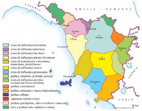 La mappa dei dialetti toscani